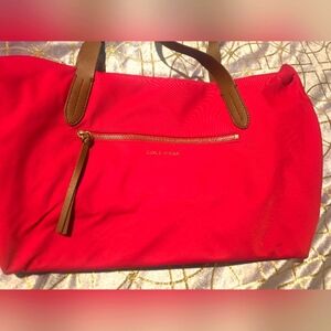 Cole Haan Red and Brown Canvas Tote